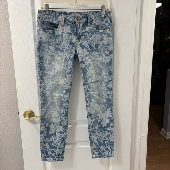 Free People Blue Printed Floral Ankle Cotton Jeans size 28 - Picture 2 of 12